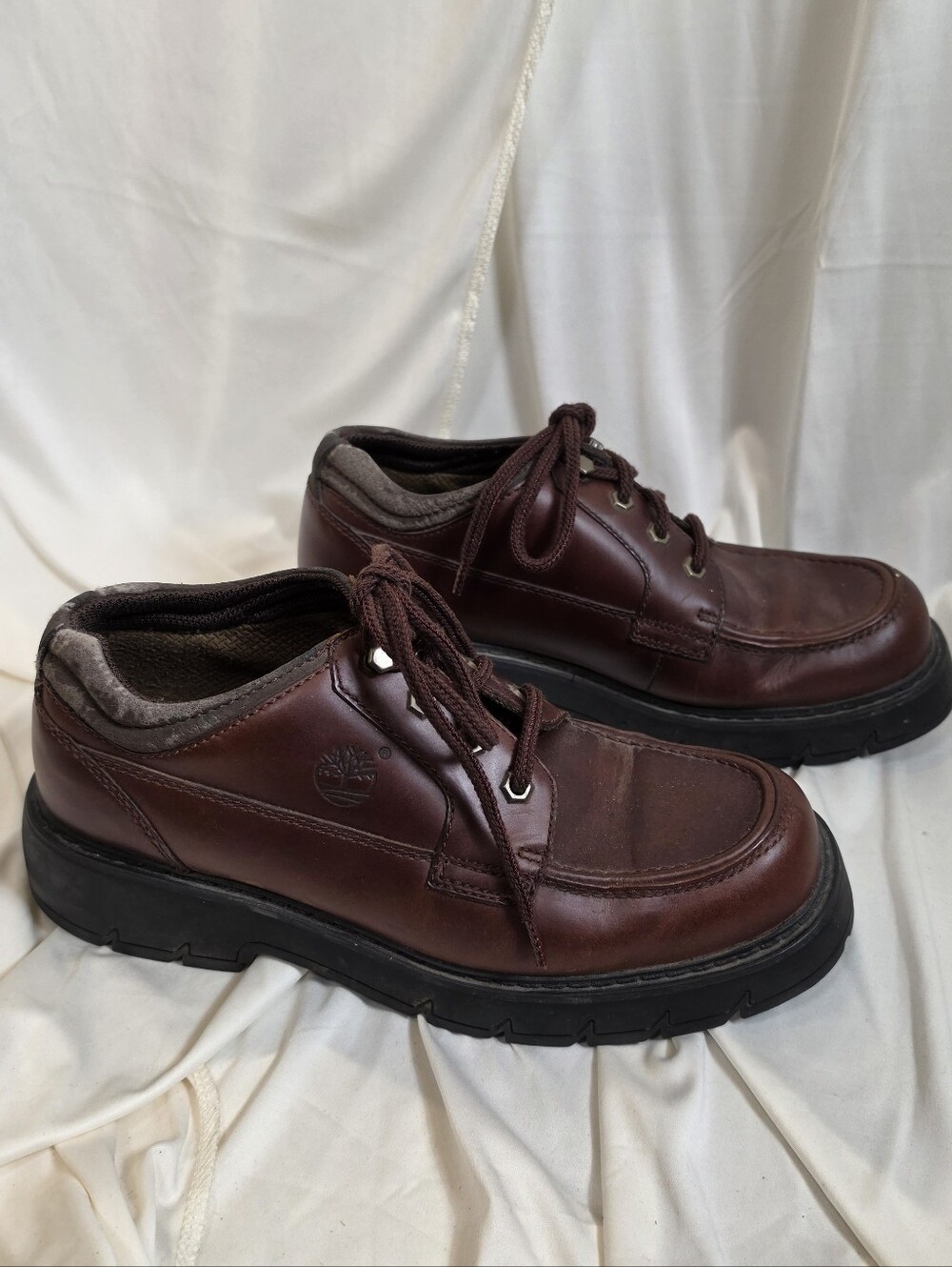 Timberland Vintage Brown Leather Oxford Shoes Chunky Lug Sole Men’s Size 9 M